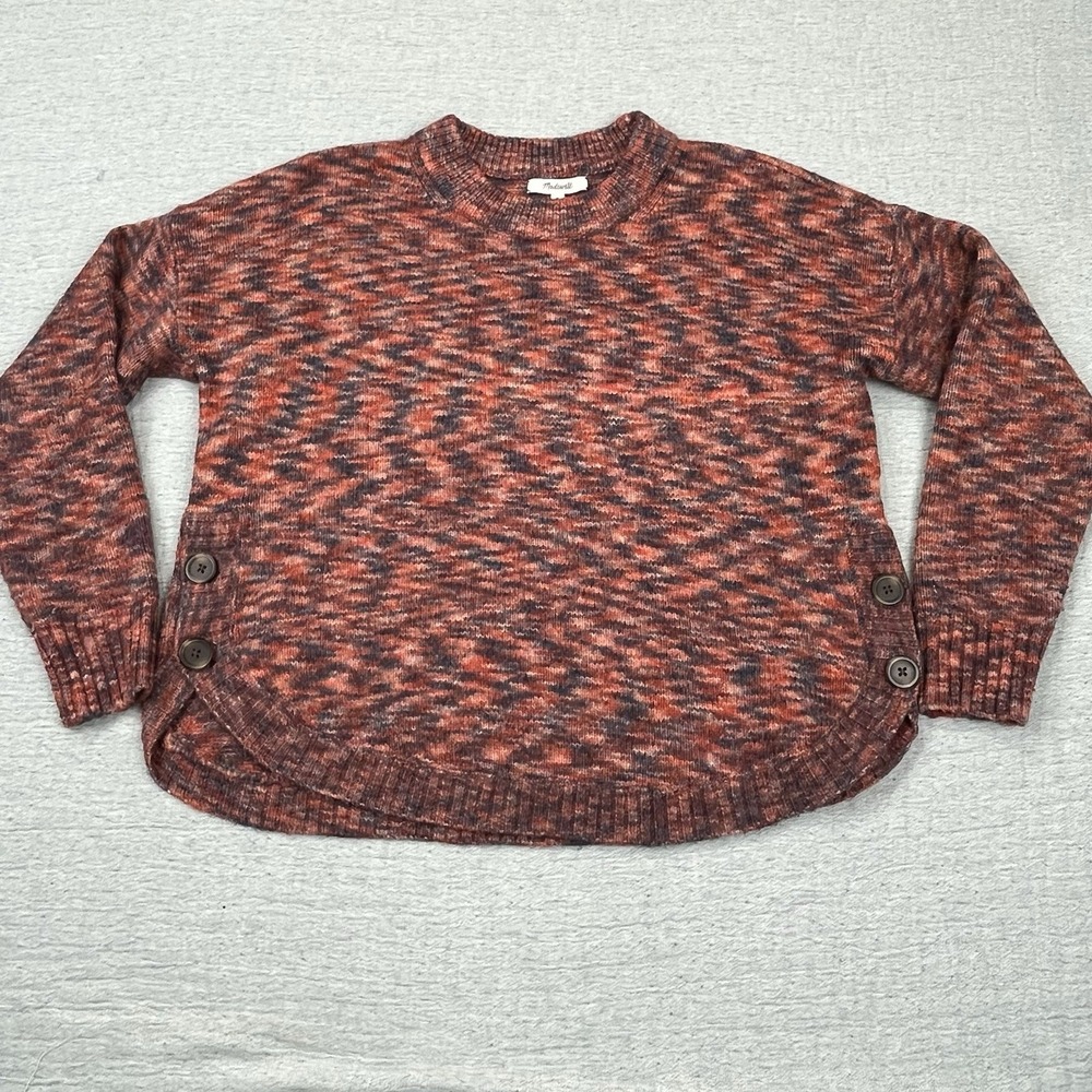 Madewell Sweater Women's Medium Red Blue Birchwell Wool Blend Pullover Knit‎
